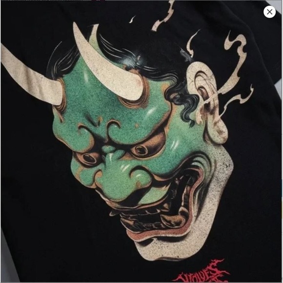 Oni Code Premium Tee Darc Sport Wolves Japanese Tattoo Black Shirt XL Oversized - Picture 4 of 6